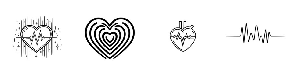 Poster - Collection of heart-themed designs featuring various styles and motifs for health and wellness concepts