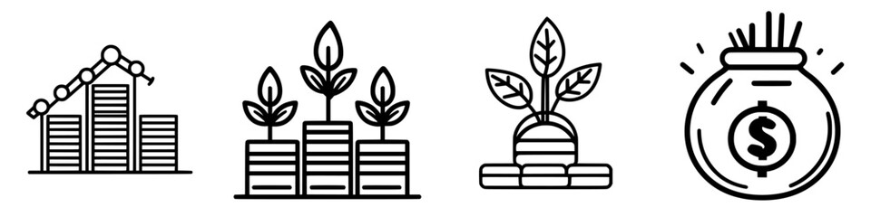 Poster - Growth trends and financial success symbols depicting investment and productivity in a minimalist design