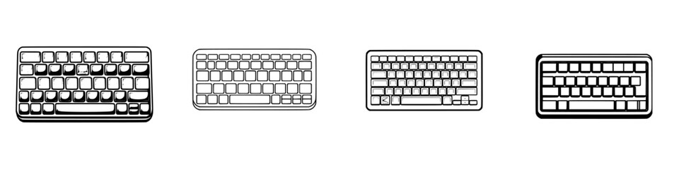 Poster - Collections of keyboard designs showcasing different styles and layouts for computer users and gaming enthusiasts