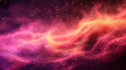 Aufkleber - Abstract pink and orange particle wave background.
