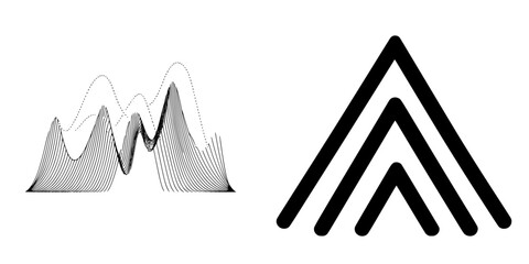 Poster - visual representation of sound waves and abstract geometric design in black and white