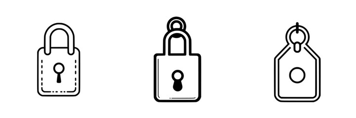Poster - simple lock icons depicting security concepts displayed in black and white for easy understanding of