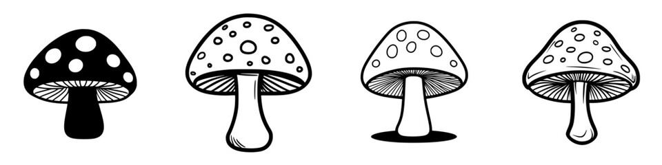 Poster - Different types of mushroom illustrations showcasing varied shapes and patterns