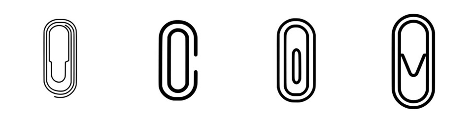 Poster - Series of four abstract paperclip designs showcasing different shapes and styles in a minimalist format