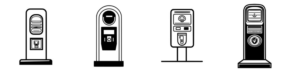 Poster - Different types of public payment machines designed for various services in urban settings for convenience