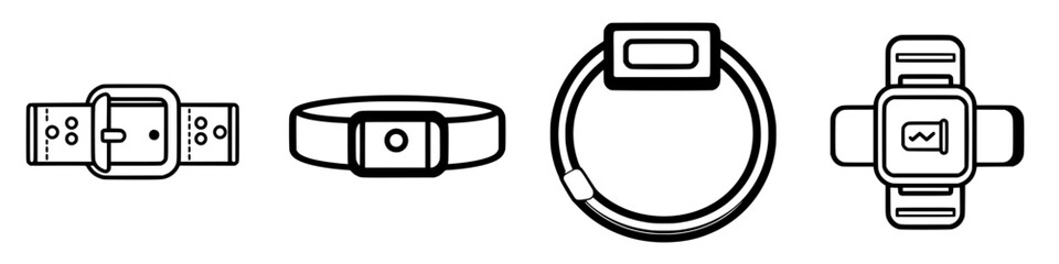 Poster - Different designs of wearable technology devices showcasing innovation and functionality in fitness tracking