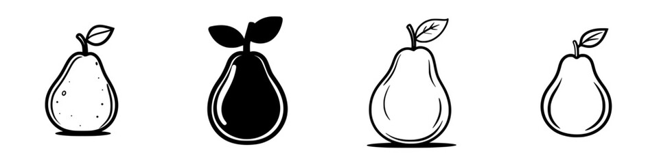 Poster - Various styles of pear illustrations showcasing different designs and details in a simple and elegant manner