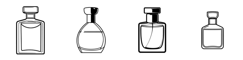 Poster - Collection of elegant perfume bottles displayed in various shapes and sizes on a light background highlighting their sophisticated designs