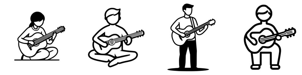 Poster - Multiple musicians play acoustic guitar in various seated positions during a creative jam session