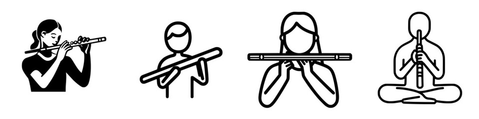 Poster - Musicians practicing flute in various styles and postures