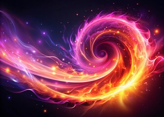 Poster - Anime Spiral Flame Background: Pink Purple Gradient Burning Sparks Panoramic