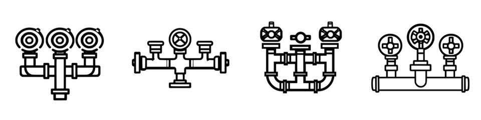 Poster - Industrial piping systems featuring various types of valves and fittings in a schematic illustration for mechanical engineering applications
