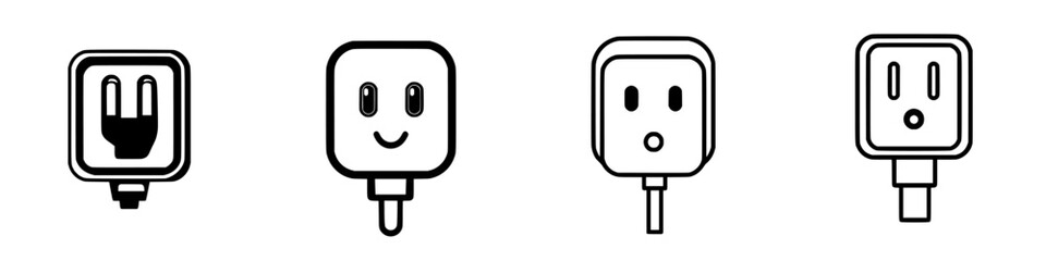Poster - Different styles of electrical plugs depicting various expressions on a white background