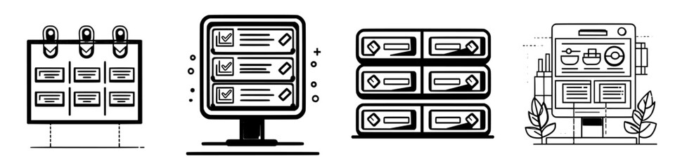 Poster - visual representation of organization tools demonstrating productivity methods and structured planni