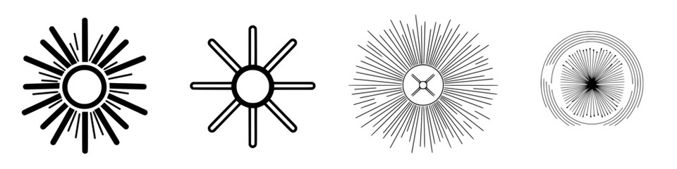 Aufkleber - unique geometric sunburst designs in black and white showcase varied patterns and artistic interpret