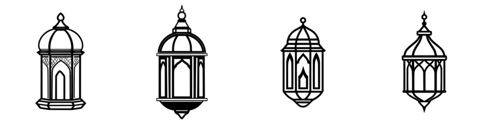Poster - Decorative lantern designs showcasing intricate craftsmanship and traditional elements in a minimalistic style for artistic inspiration