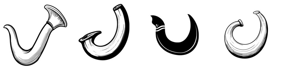 Poster - Decorative horn designs showing variations in shape and style from different cultures