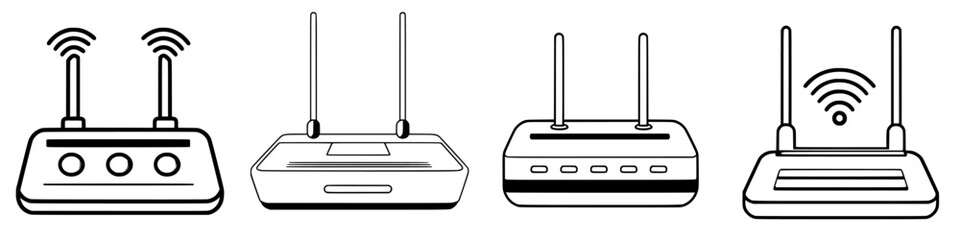 Poster - Different models of wireless routers are displayed to showcase various designs and features in home networking setups