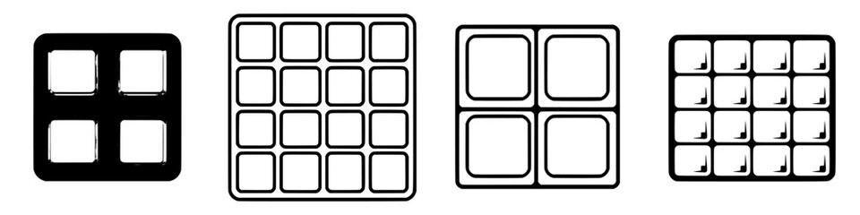 Poster - grid patterns displaying varying arrangements of squares illustrating geometric harmony in design el
