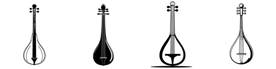 Poster - Various traditional string instruments displayed in a creative arrangement showing their unique shapes and designs