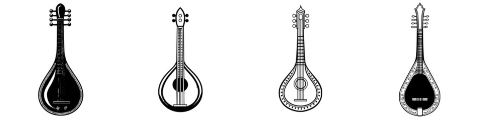 Poster - Various string instruments displayed in artistic design with intricate details showcasing cultural heritage