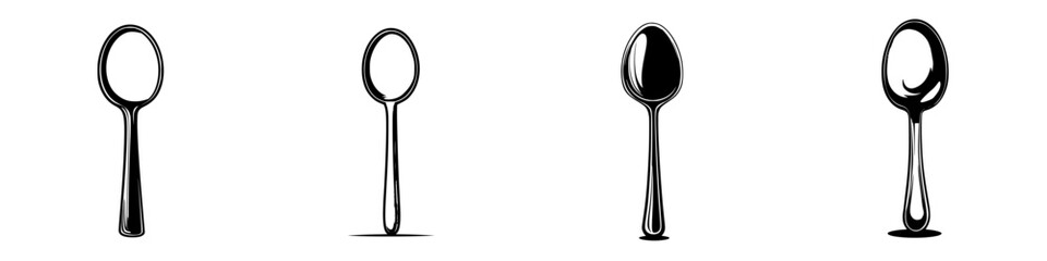 Poster - Various styles of traditional spoon designs showcasing different shapes and textures in a minimalist presentation