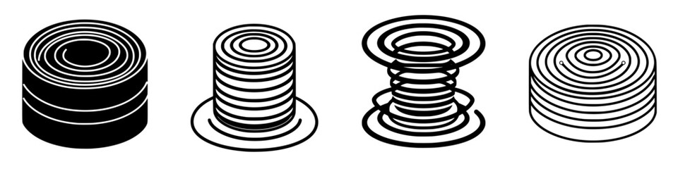 Poster - Shapes of circular forms with varying designs illustrating depth and texture in a minimalist style