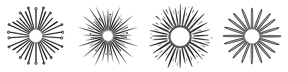 Poster - Decorative sunburst designs featuring rays and circular centers in a variety of styles and patterns