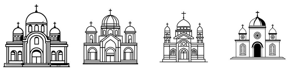 Poster - Various architectural designs of domed churches influenced by Byzantine and Russian styles