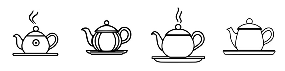 Poster - Different styles of teapots displayed on a white background, showcasing diverse designs and shapes for tea lovers