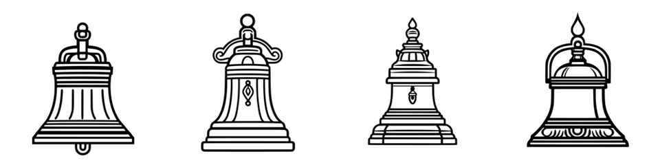 Poster - Hand-drawn illustrations of different bell designs showcasing intricate details and styles