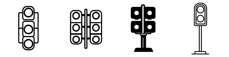 Poster - Variations of traffic lights in minimalist design set against a simple background