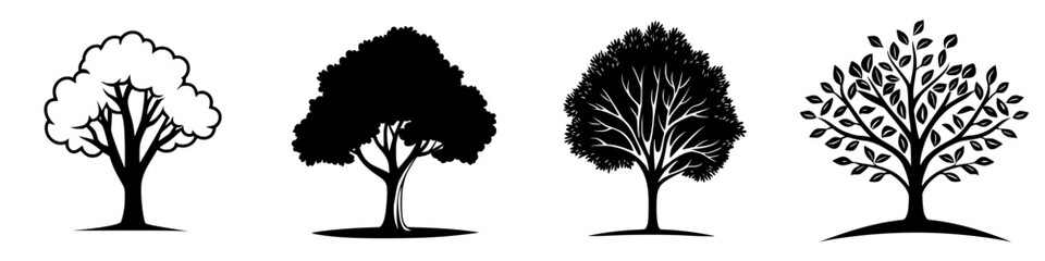 Poster - Different tree silhouettes showcasing variety of shapes and styles for design inspiration