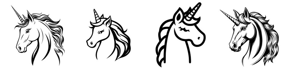 Poster - Various artistic representations of unicorns showcasing different styles and features from a creative perspective