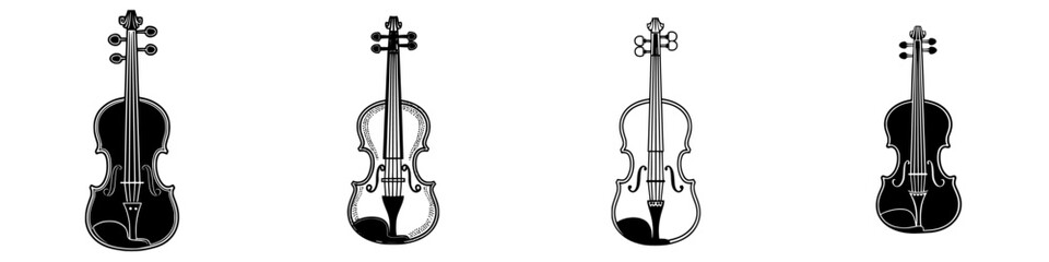 Poster - Various designs of violins showcasing different artistic styles and structural details in a creative arrangement