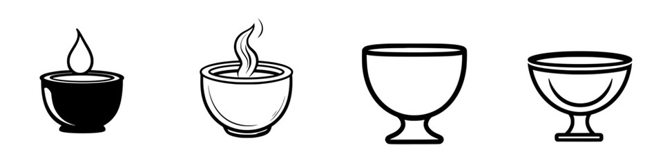 Poster - Various styles of bowls and candles arranged in a simple composition showcasing different shapes and designs