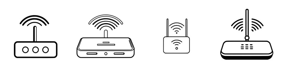 Poster - Different types of wireless routers displayed with signal waves indicating connectivity options available