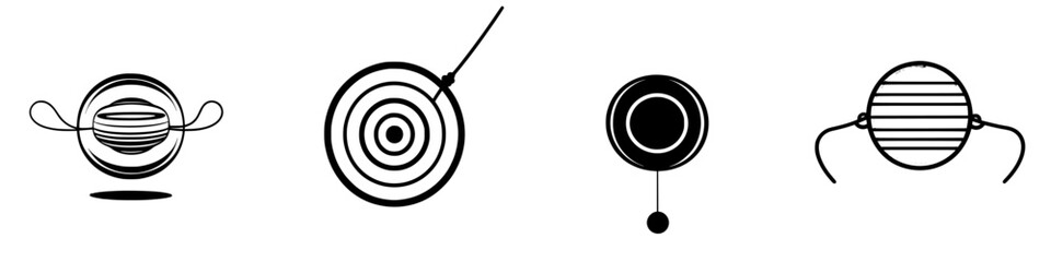 Poster - Unique line drawings of different forms of yarn balls and stitching tools captured in a minimalist style