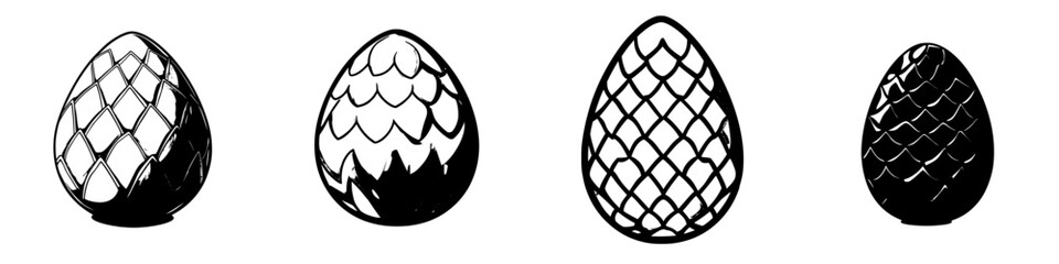Poster - Various styles of decorative eggs displayed on a white background with intricate patterns and textures