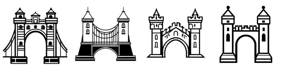 Poster - Variations of iconic bridge designs showcasing architectural beauty across different styles and eras