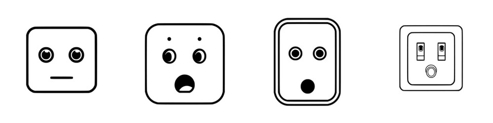 Poster - Emotive electrical outlets display various facial expressions in simple designs showcasing reactions