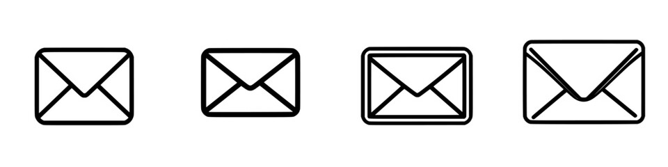 Poster - Collection of simple envelope icons in various sizes on a plain background showing communication symbols
