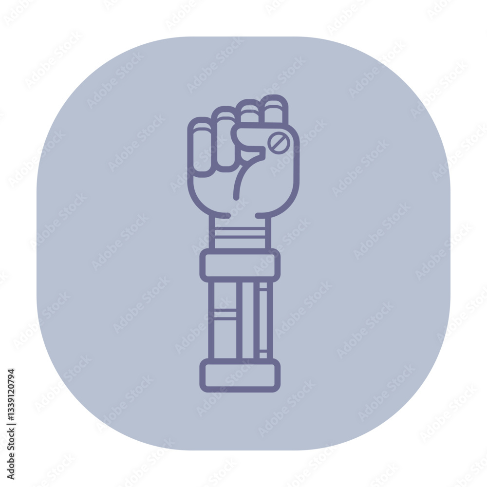 Line drawing of raised fist, showcasing both strength and mechanical ...