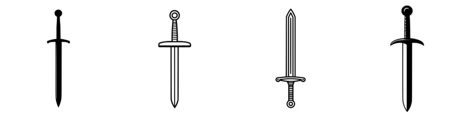 Poster - Various sword designs showcasing different styles and characteristics in a minimalistic format