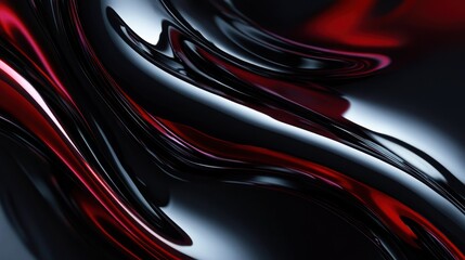 Aufkleber - Abstract red and black glossy liquid swirls.