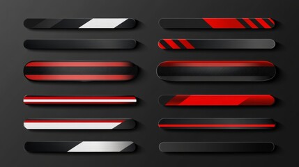 Modern red and black design elements collection for interface or game ui