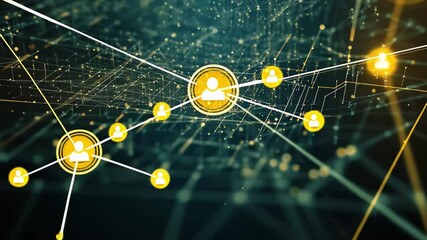 Poster - Complex network of data connections and processing over abstract background showcasing technology, globe and data processing over network of connections