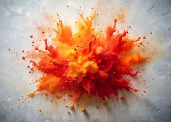 Poster - Abstract Watercolor Splash: Energetic Red and Orange on Textured Paper