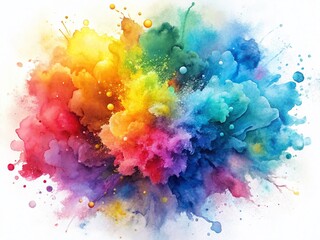 Poster - Abstract Watercolor Painting, White Background, Fluid Art, Design Element, Artistic Texture