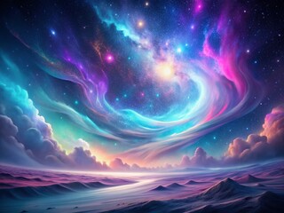 Poster - Abstract Pastel Flowing Night Background: Dreamy Swirls & Nebula Hues